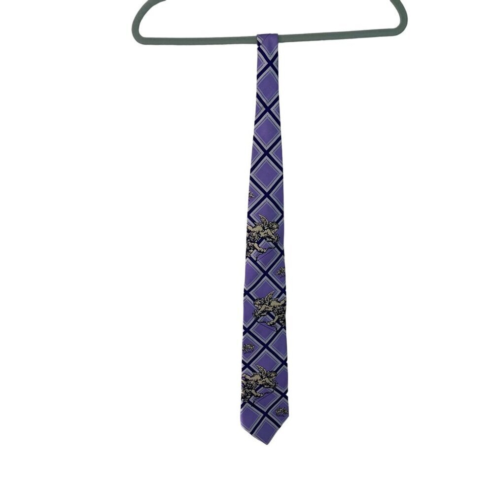 Two Kings Neckwear Mens Tie One Size Purple Cherub Print Silk USA New